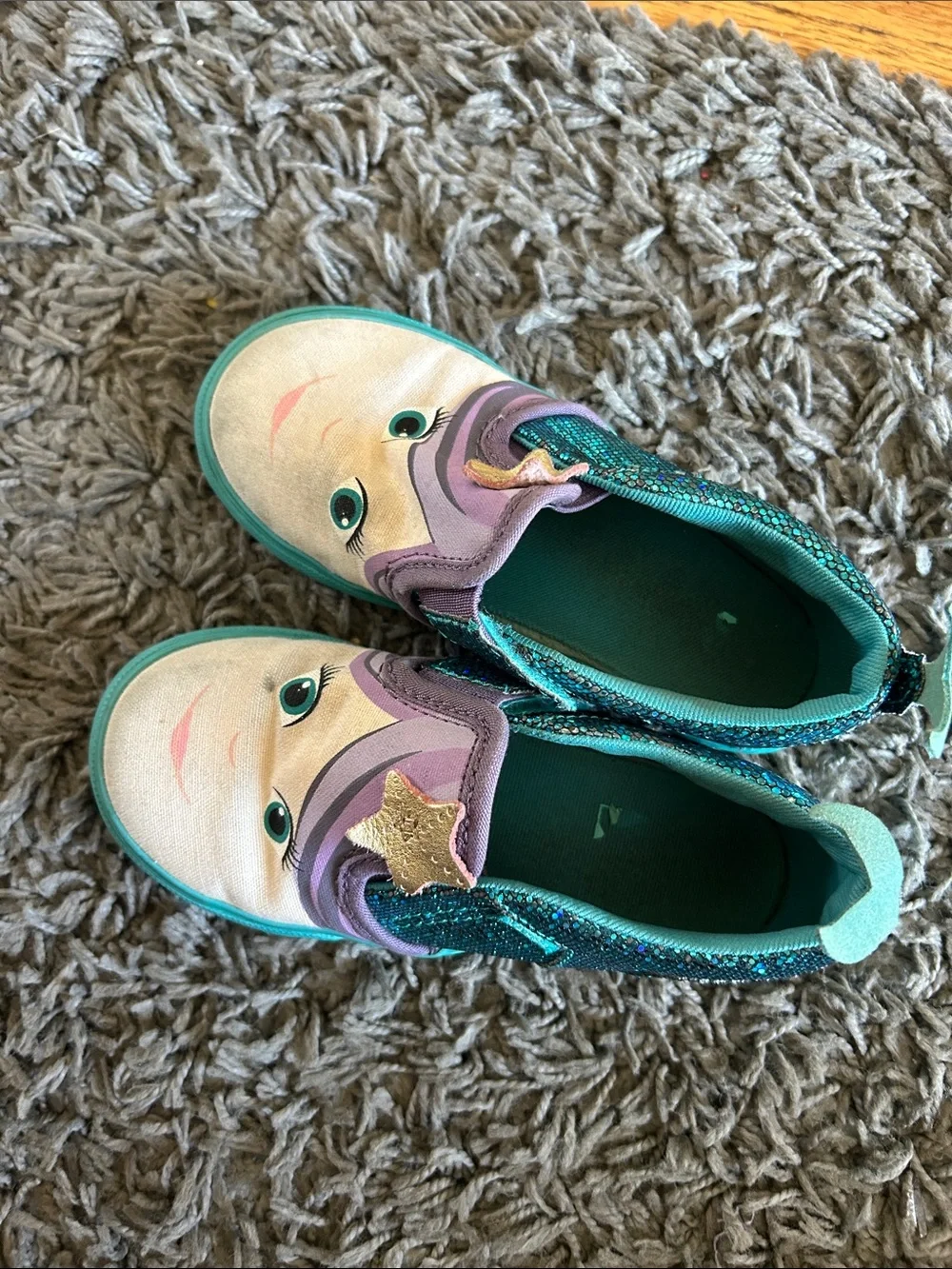 Vans Toddler Asher V  'Mermaid Teal Blue Shimmer w/Tale Size 9.5